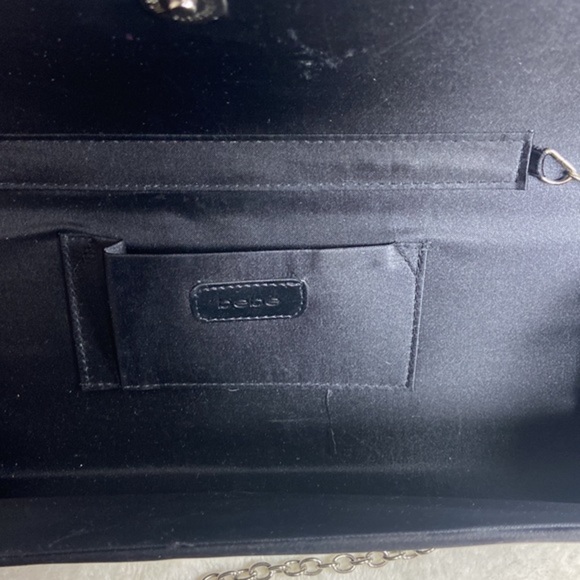 Bebe clutch with metal chain and jewel embellishment 11.5” by 4.5” - Picture 7 of 8